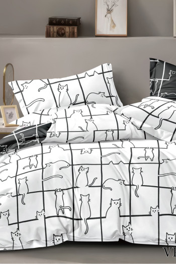 КПБ Зима-лето поплин  Кошечки